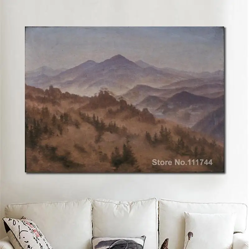 

Romantic Art Landscape with The Rosenberg in Bohemian Switzerland by Caspar David Friedrich Canvas High Quality Hand Painted