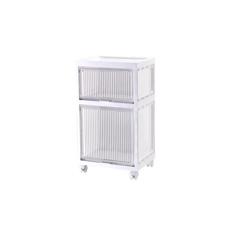 

Striped clamshell storage cabinet Treasure box Nordic removable pulley White shelf Home locker
