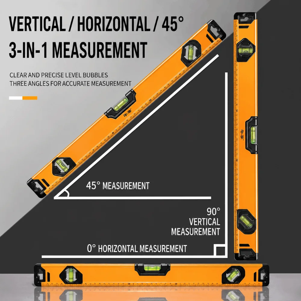 High Precise Level Tool Strong Magnet Core Anti Crash Frame Measuring Ruler Multi Measure Mode Thick ABS Shell Magnetic Gauge