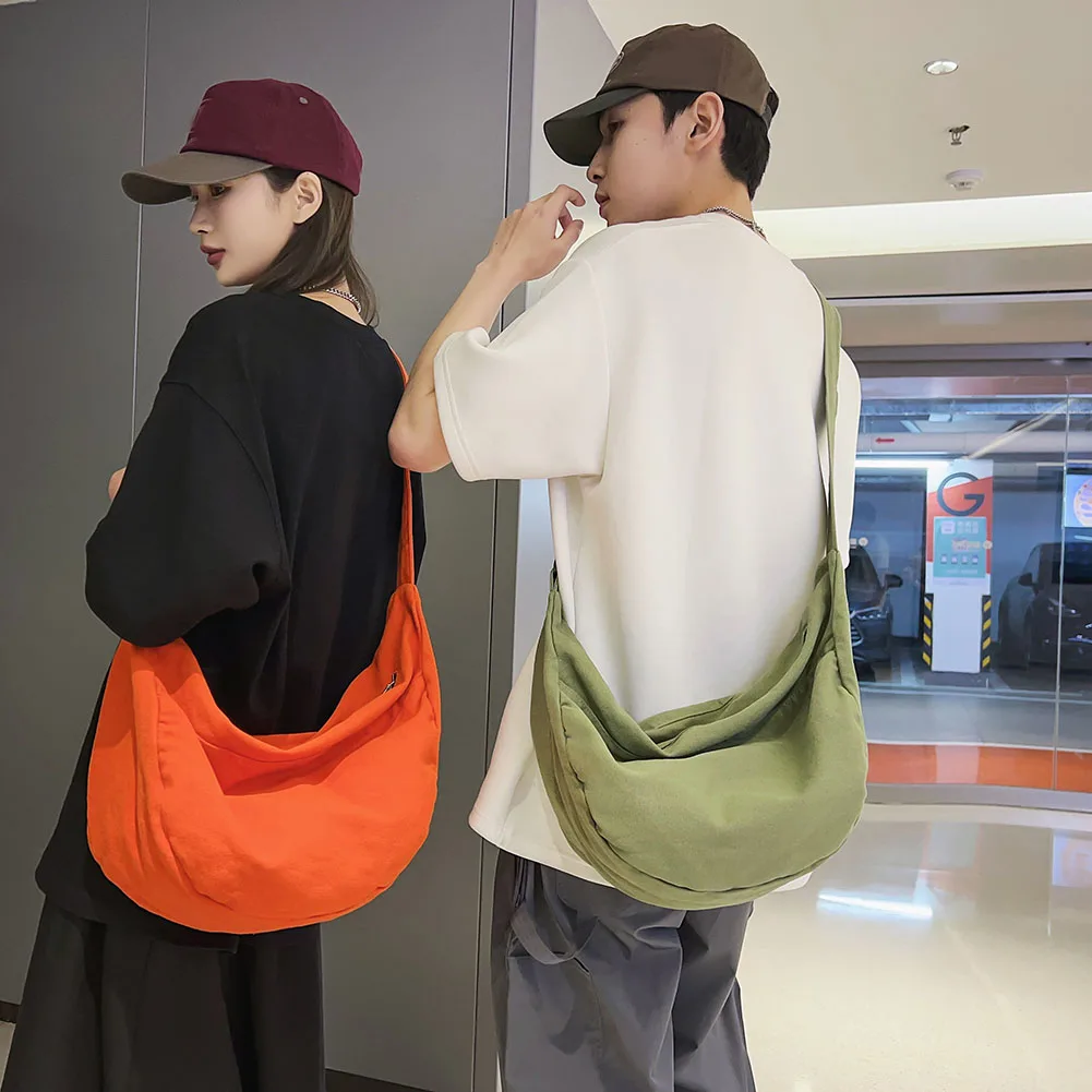 Women Chest Bag Crescent Shoulder Bag Solid Color Crossbody Bag Fashion Japanese Style Casual Large Capacity Half Moon Belt Bag