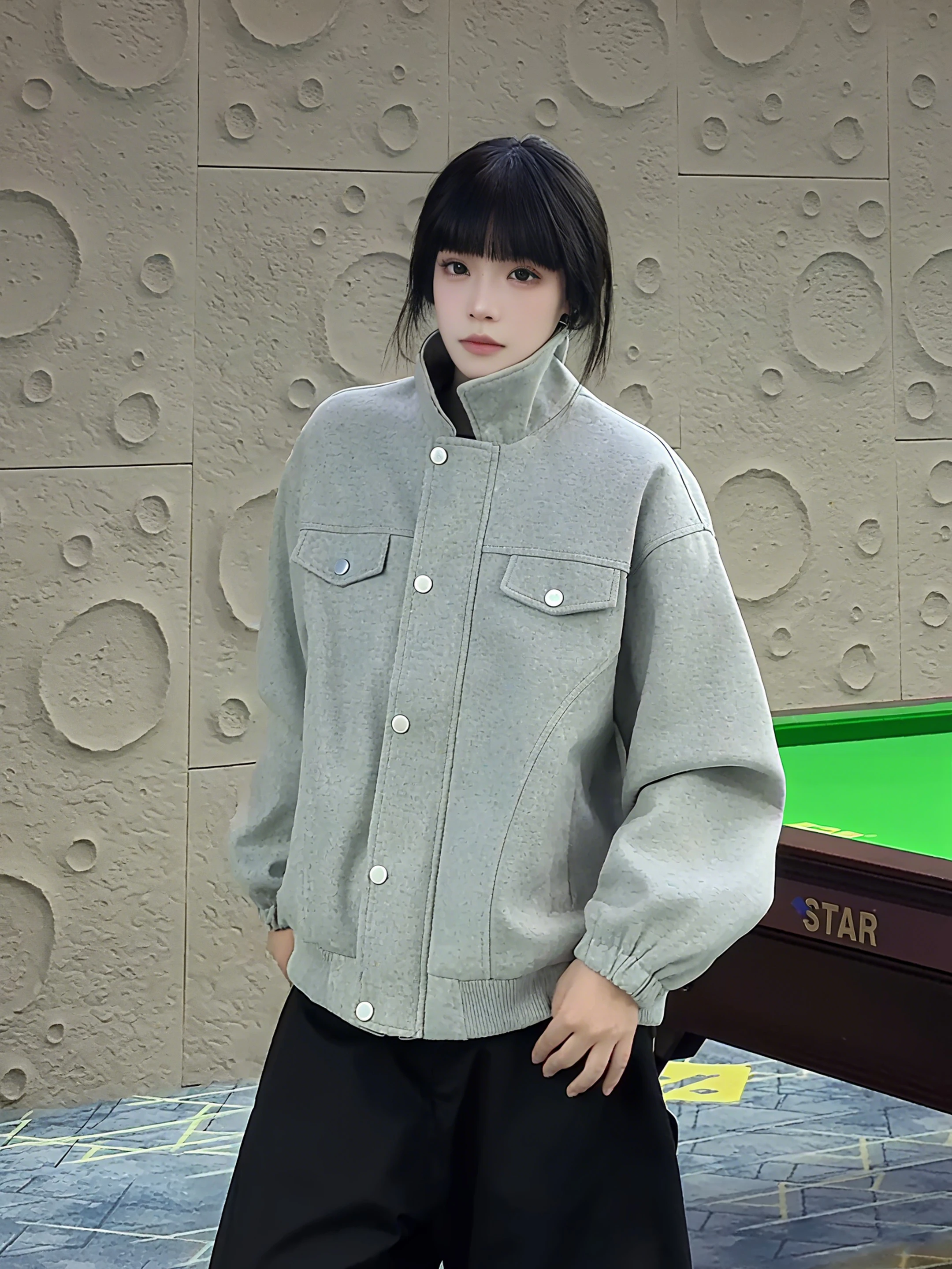 

American Sle Heavyweight Woolen Jaet Men's ort Collar Workwear Coat Cleanfit Couple's Baseball orm Loose Fit Autumn...