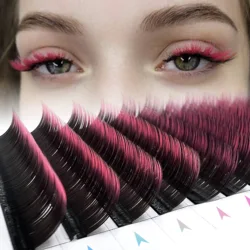 Ombre Pink Red Blue Purple Mix Trays Colored lashes  Individual Eyelashes Natural Mega Russian Eyelash Extensions Colourful