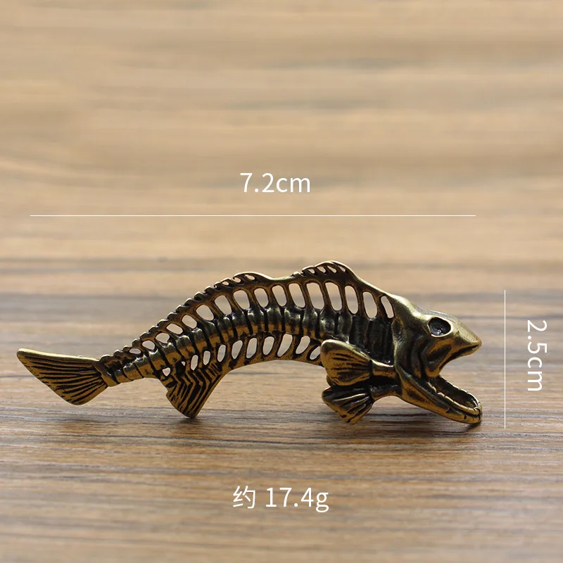 Pure Brass Hollowed-out Fish Bone Action Figures Miniature Ornament Accessories Personality Creative Boys Decoration Gifts