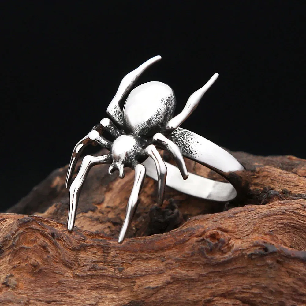 Gothic Hip Hop Oversize Stereo Spider Statement Ring Stainless Steel Animal Lucky Amulet For Men Women Exclusive Fashion Jewelry