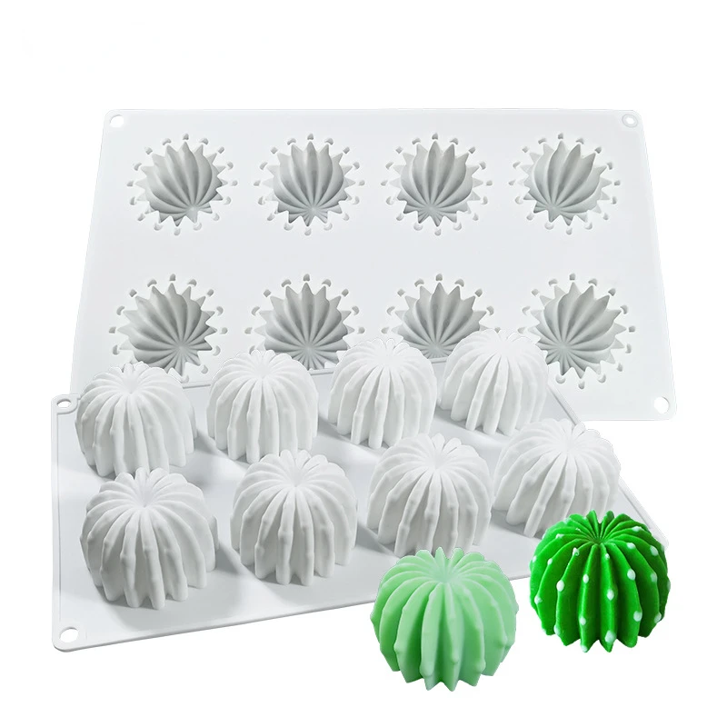 8 Hole Cactus Silicone Mold DIY Mousse Cake Chocolate Pudding Mold Moldes Bakery Accessories Molde De Silicona