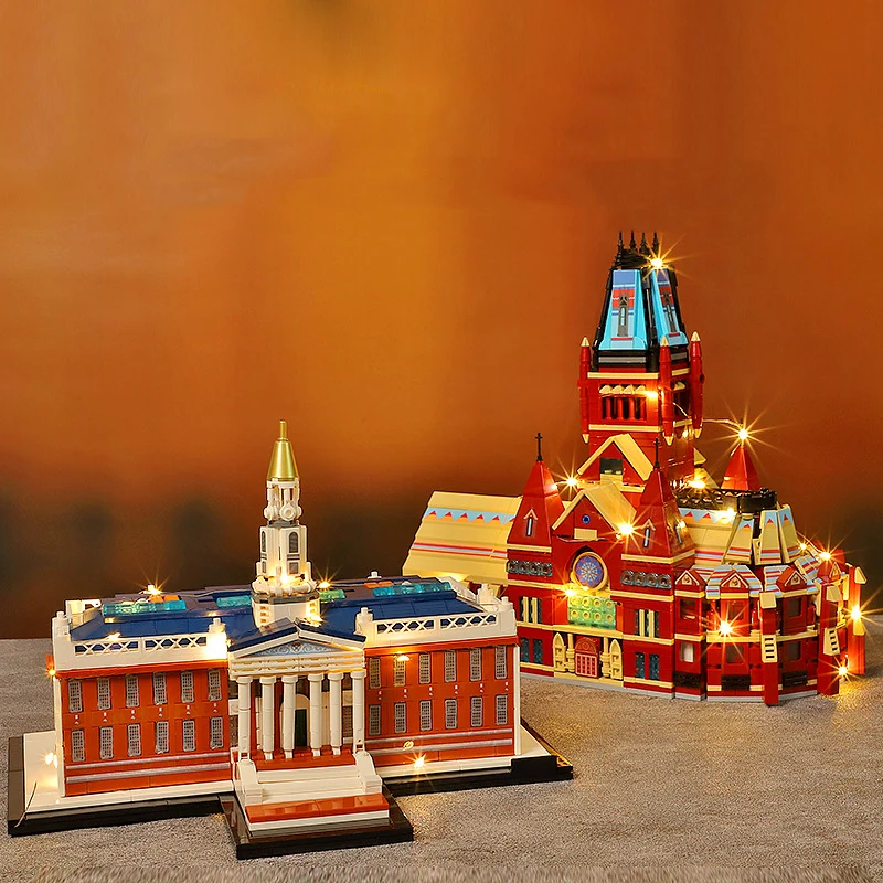World Famous Architecture Block America Harvard University Business School Model Sets Memorial Hall Build Bricks Toys Collection