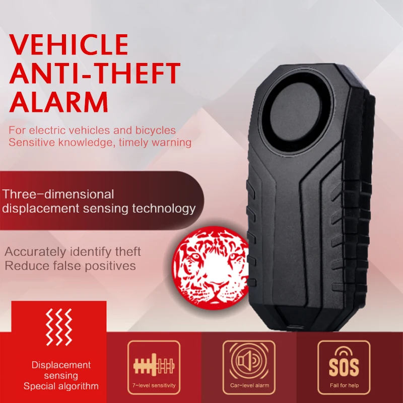 リモコン付きワイヤレスホーンアラーム,盗難防止,防水,オートバイ,スクーター,振動,自転車アクセサリー,113db