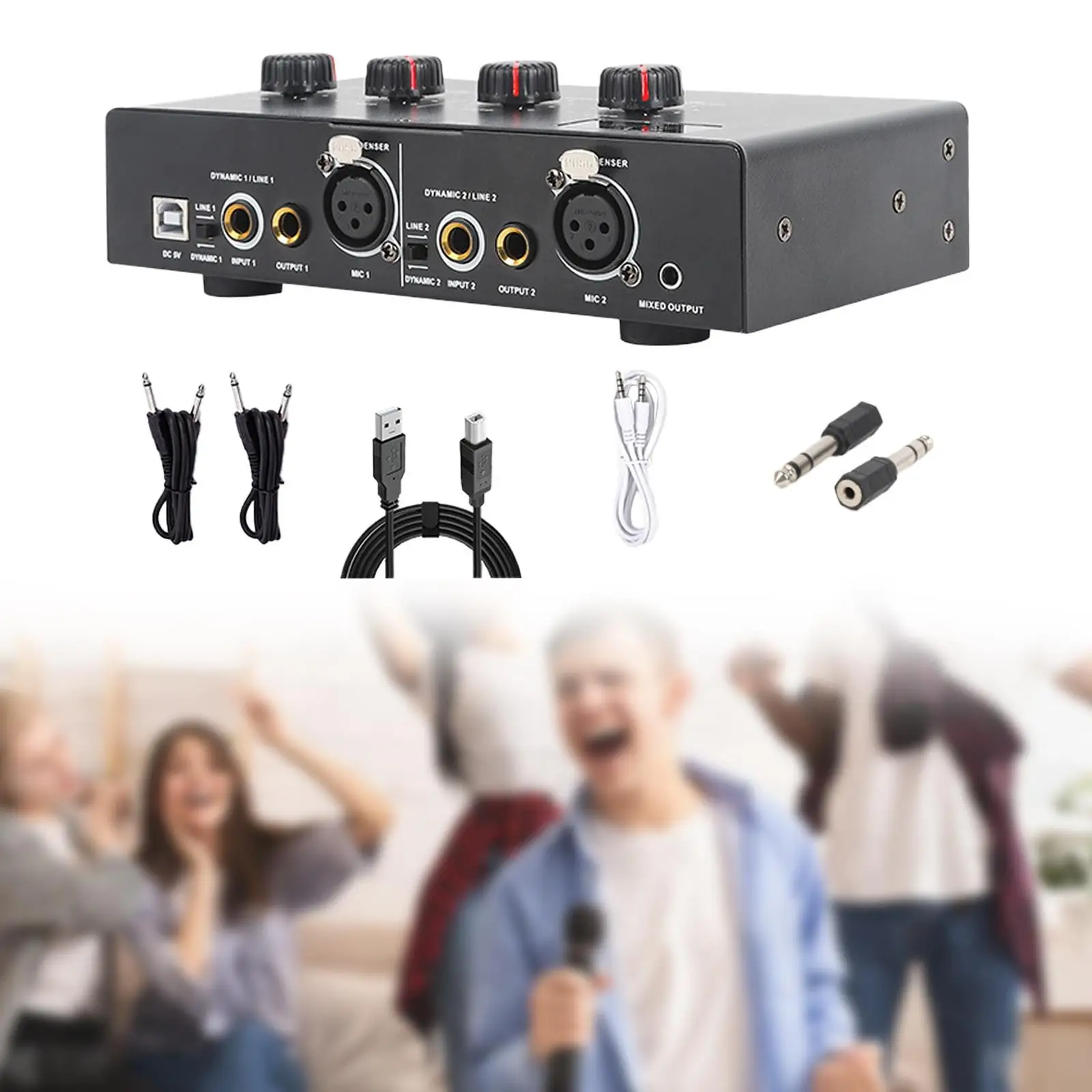 Microphone Amplifier Portable Stereo Audio Amp for Car Podcasting Home