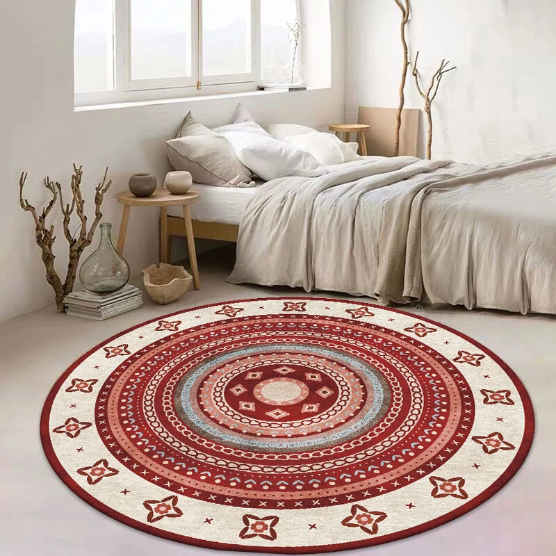 Tapis ronds nordiques de style marocain, tapis de chambre rétro, tapis de salon, grande surface, lea, tapis de sol lavables, non ald