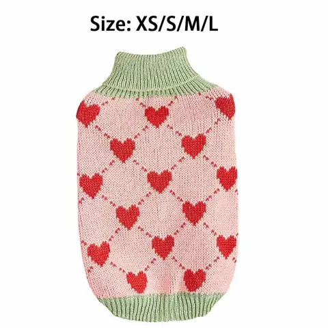 कुत्तों के गर्म स्वेटर पालतू जानवरों के कपड़े टर्टलनेक पुलओवर हार्ट पिल्ला बनियान बुनना बिल्ली स्वेटर कुत्तों की स्वेटशर्ट जैकेट पालतू जानवरों के सर्दियों के कपड़े 10 best sales कुत्ते के दिल का स्वेटर - №9
