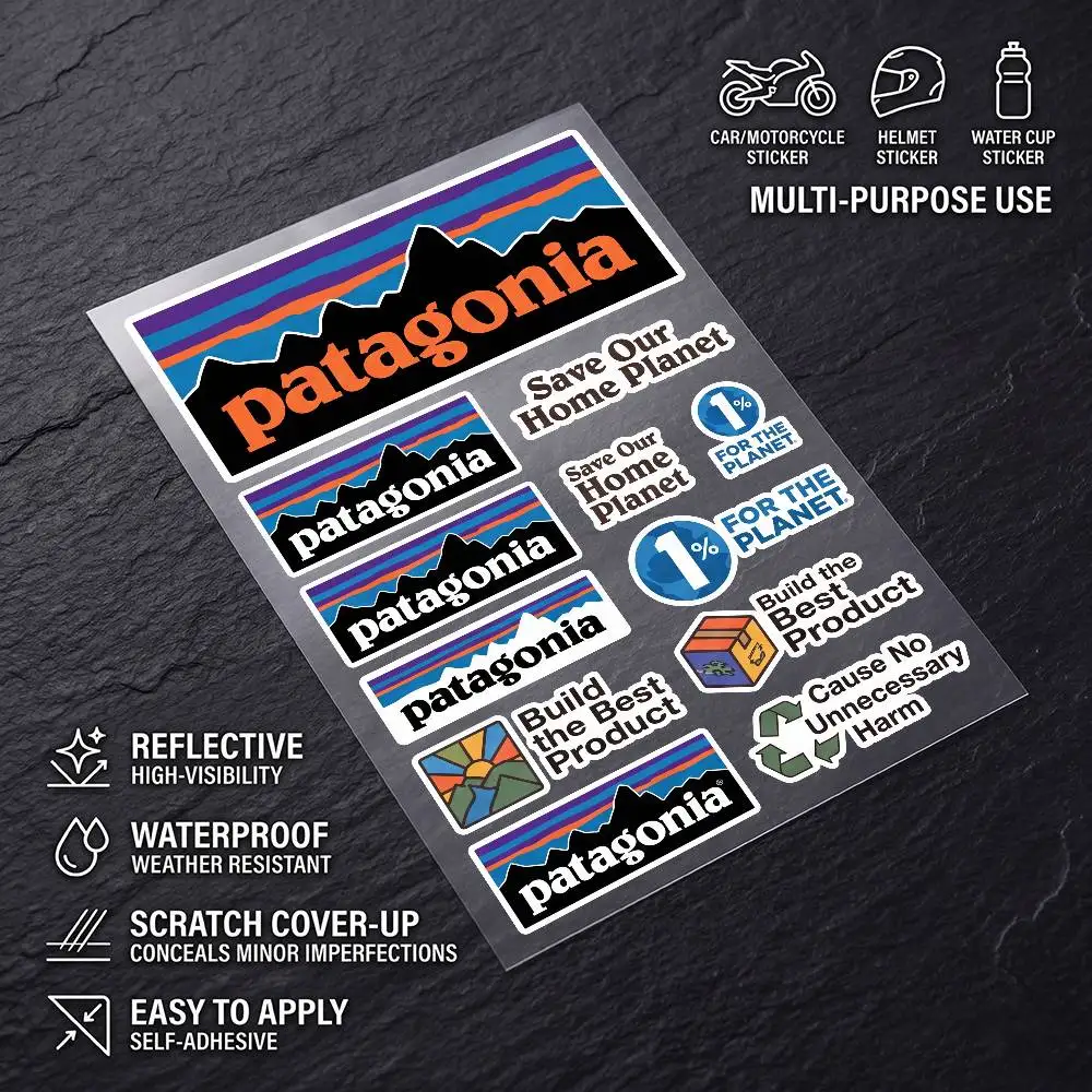 Adesivo decorativo reflexivo à prova d'água durável P-Patagonia, capa protetora contra arranhões para motocicleta, carro, capacete, acessórios para geladeira