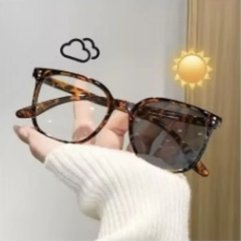 Large Frame Photochromic Blue Light Blocking Glasses UV400 Sun Protection Vintage Optical Spectacle Frame for Women Men