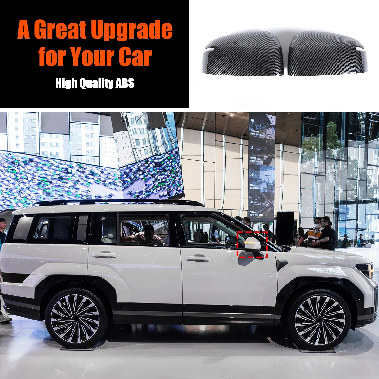 

For Hyundai Santa Fe MX5 2023-2024 ABS Carbon Fiber Car Styling Car Exterior Mirror Cover Sticker Car Exterior Accessories 2Pcs