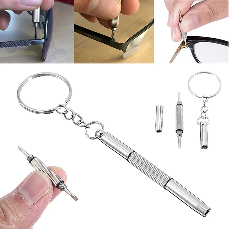 Eyeglass Screwdriver 3in1 Sunglass Watch Repair Kit With Keychain Portable Hand Tools Precision Screwdriver Stainless Steel Tool