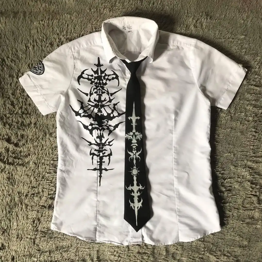 

Y2K White Shirt Affliction Retro V-neck Shirt Harajuku Men Skull Holy Writ Letter Printing Tee Fashion Gothic Short Sleeve Tops