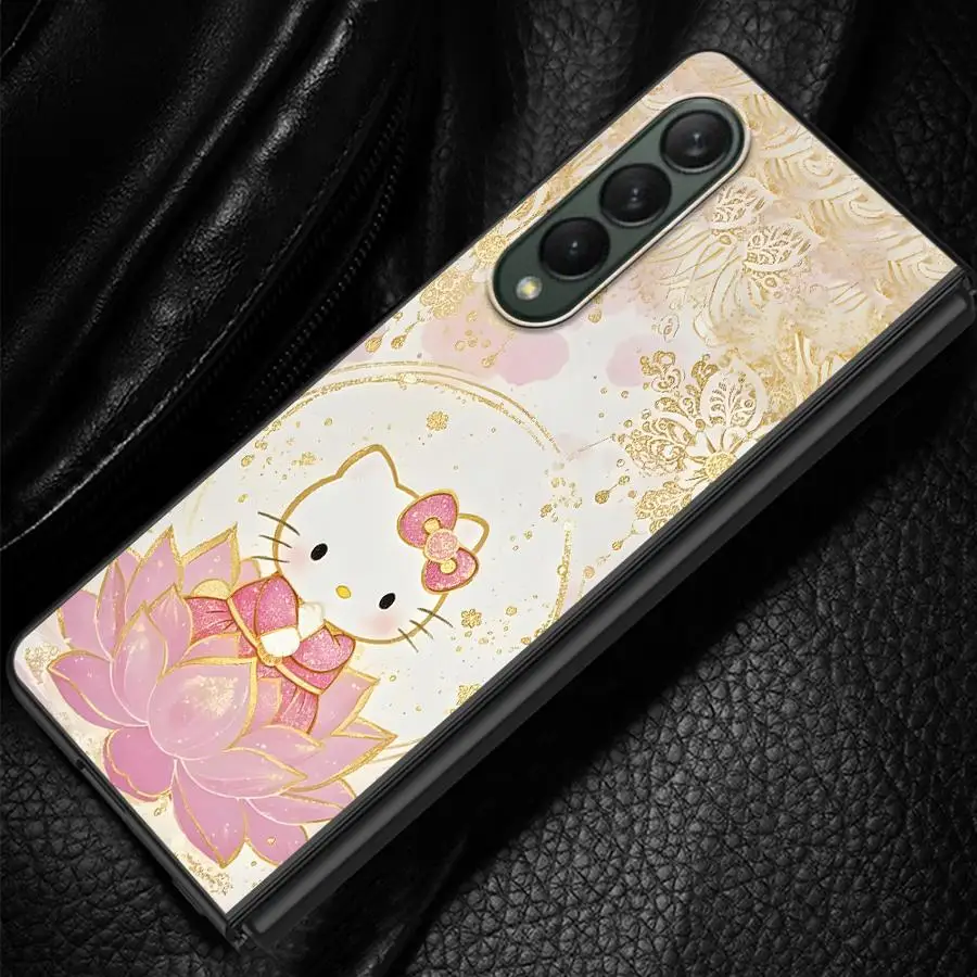 Funda trasera de teléfono para Samsung Galaxy ZFold6 ZFold7 ZFold3 ZFold4 ZFold5 Z Fold 7 6 5 4 3 Sanrio Vintage Hello Kitty