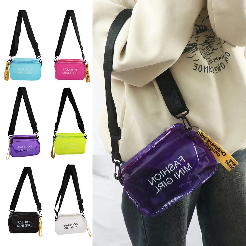 

Women PVC Candy Color Clear Handbags Sweet Shoulder Bag Transparent Jelly Bag Crossbody Bags Messenger Bag