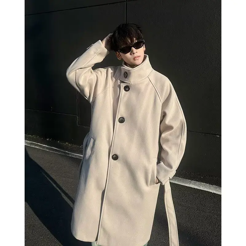 

Мужское зимнее пальто из шерстяной смеси в японском, корейском, азиатском, восточном, ниндзя-самурайском стиле, вдохновленное традиционной культурой, крутой дизайн