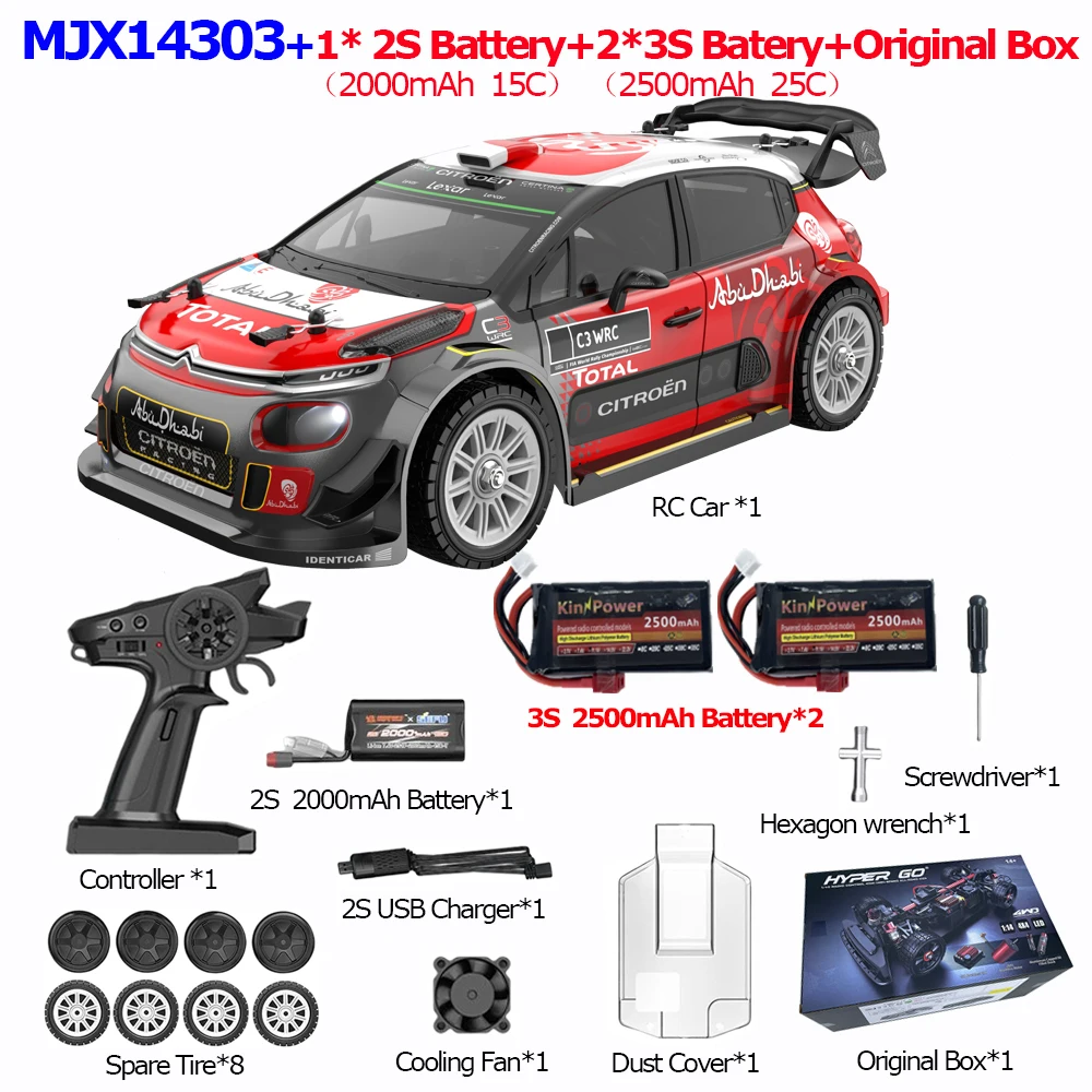 HYPER GO RC MJX 14304 14303 14302 Hoge Snelheid Drift Auto Met Gyroscoop - Elektrisch Speelgoed voor Kinderen Volkswagen Racing Cadeau