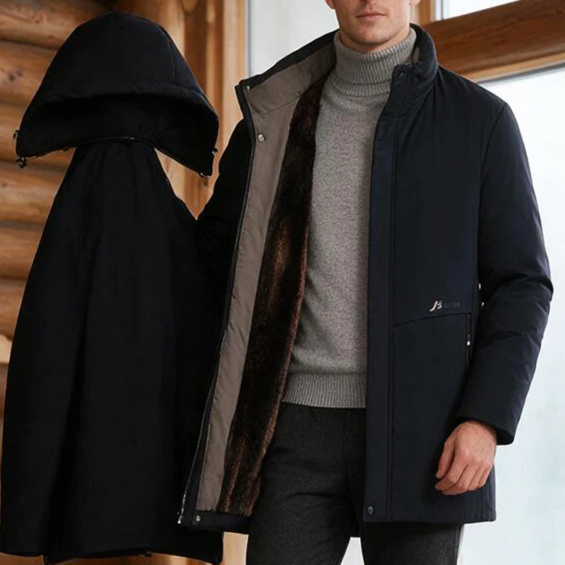 New Winter Parkas Men's Winter Jacket Hooded Windbreak Winter Coats Removable Hood Thermal Heavy Coats for Men Winter Jackets