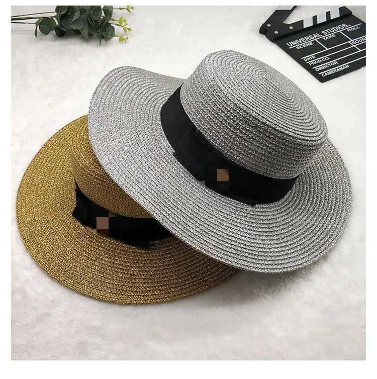 2021 Brand European and American Retro Ladies Sun Hat Bee Straw Hat Fashion Wide Brim Sunscreen Travel Sunshade Flat Top Hat