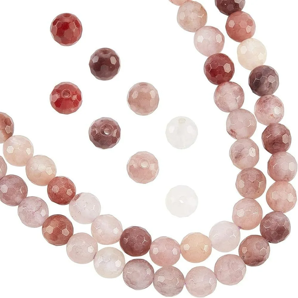 About 122 Pcs Natural Quartz Crystal Beads, 6mm Quartz Round Beads 2 Strands Faceted Loose Gemstone Beads for Bracelet Necklace