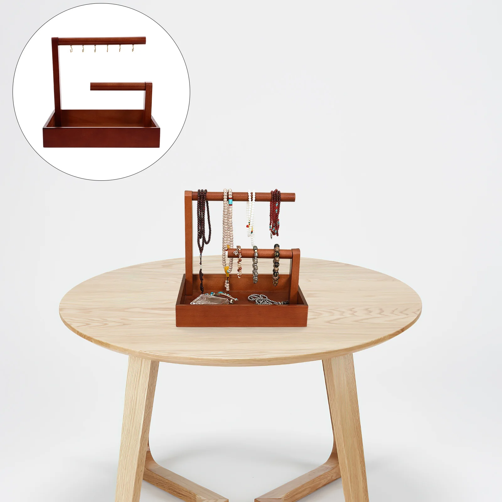 

Деревянный органайзер для ювелирных изделий, подставка для браслета, держатель для браслета, стеллаж для хранения, простой стиль, декоративная витрина для ювелирных изделий