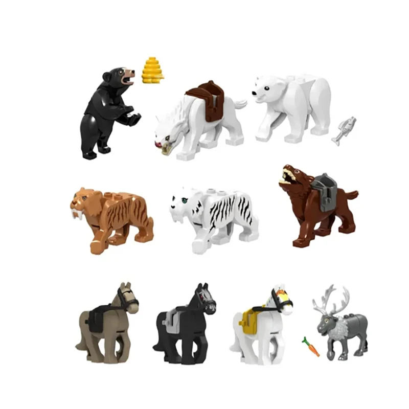 Animal small particle assembly building blocks, chimpanzees, sharks, ducks, leopards, kittens, pigs, dogs, children's gifts