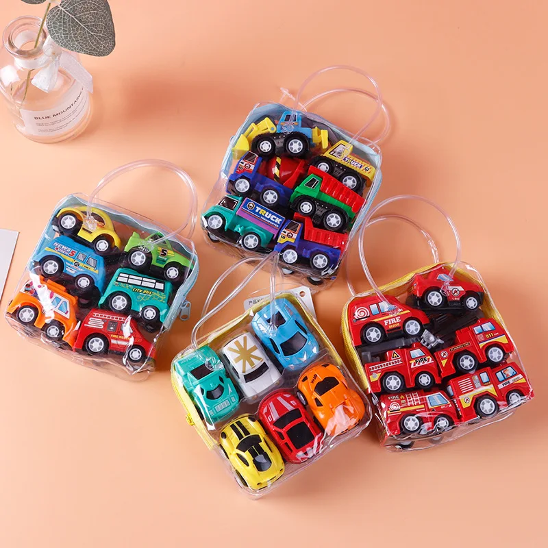 6pcs/pack Mini-return Pull Back Cars Creative Lovely Simulation Cartoon Cart Model Toys Children Inertia Birthday Gift