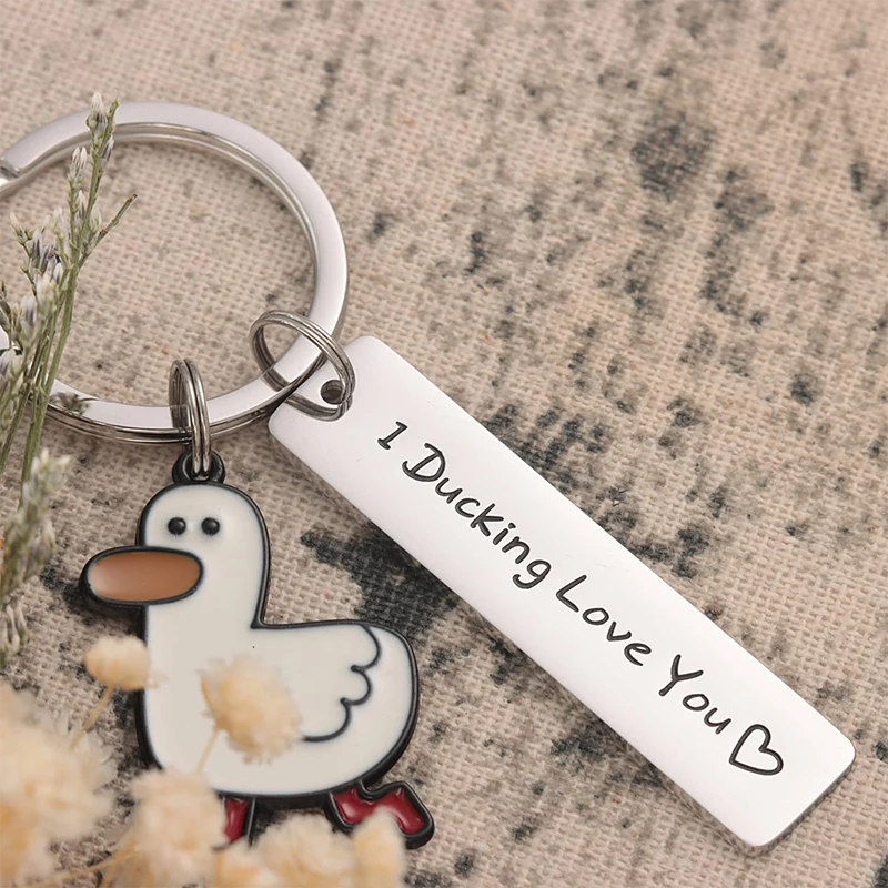 Porte-clés Duck Pun Love You pour couples, bijoux drôles, mignon, I Ducking, cadeau de la fête de Léon, petit ami, petite amie, amoureux