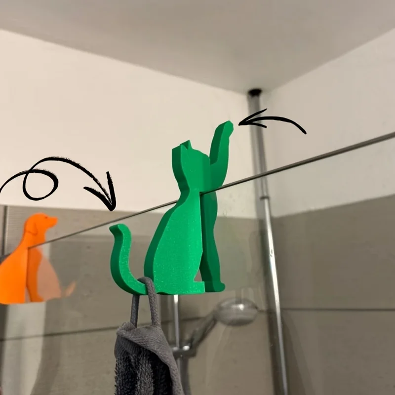 

8mm plastic shower hook, no drilling. Wall mount, cute design for towels/clothes. Compatible with glass partitions.