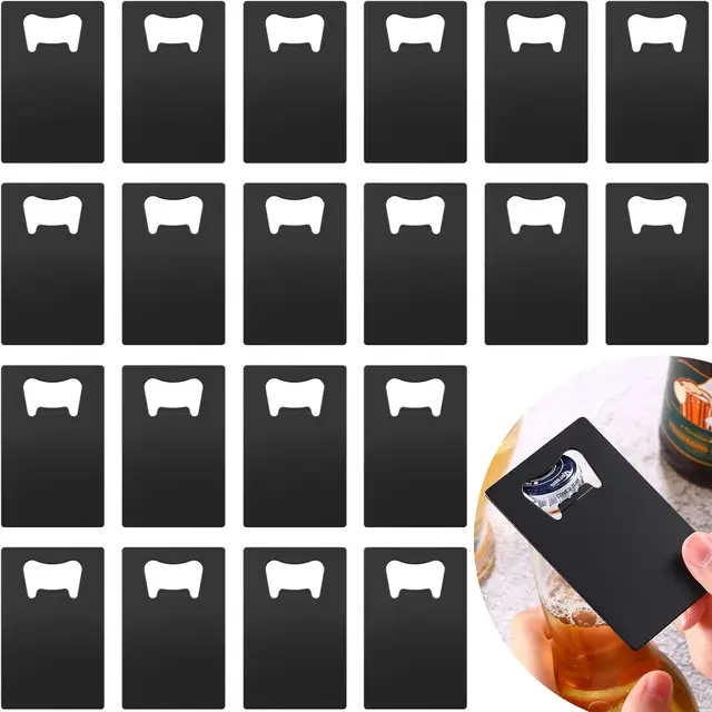10/20 sztuk otwieracz do butelek piwa ze stali nierdzewnej do portfela i kieszonki restauracja/bar DIY kształt karty Mini otwieracz do butelek prezent ślubny