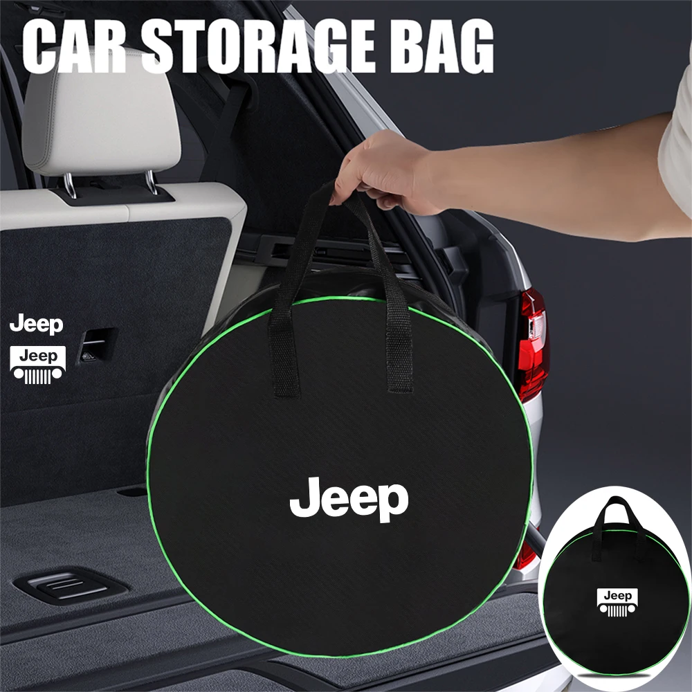 Kotak Penyimpanan Kabel Pengisi Daya Mobil Kabel Pengisi Daya Tas Jinjing Pengatur Bagasi untuk Jeep Compass Renegade Grand Cherokee Wrangler JK Rub