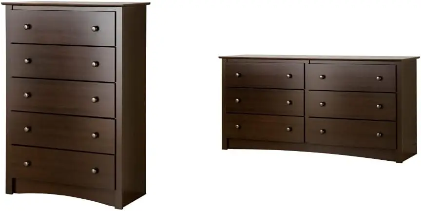 Fremont 6 Drawer Double Dresser (Espresso) And 5-Drawer Chest (Espresso)