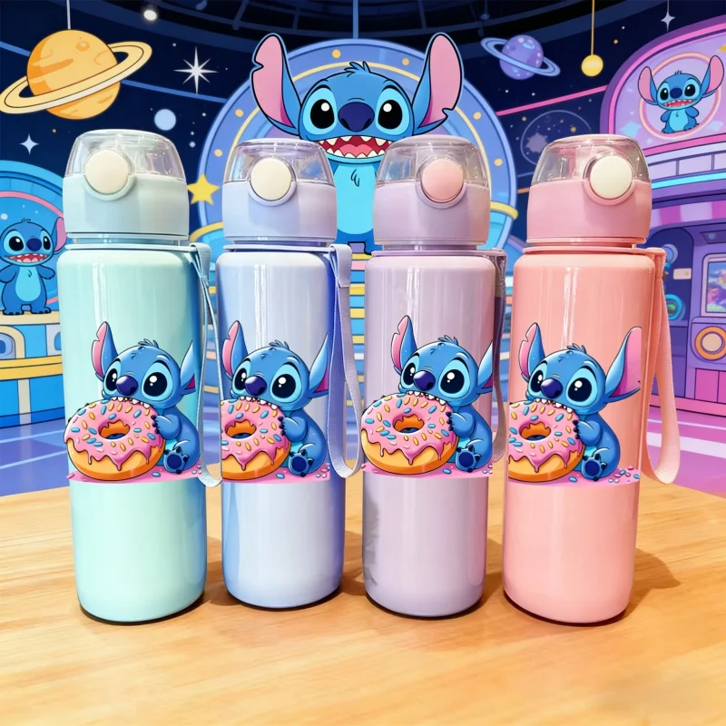 

Коллекционная 3D-бутылка для воды с изображением Диснеевского Стича, едящего пончик, для дома и улицы, герметичная, легкая и портативная