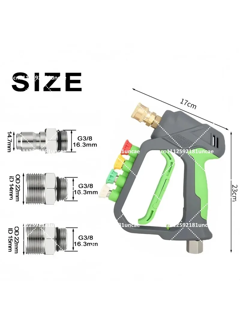 Heavy Duty Short Car Wash Gun, Rotary Anti-Tangle High Pressure Nozzle Kit for Home and Professional Car Cleaning
