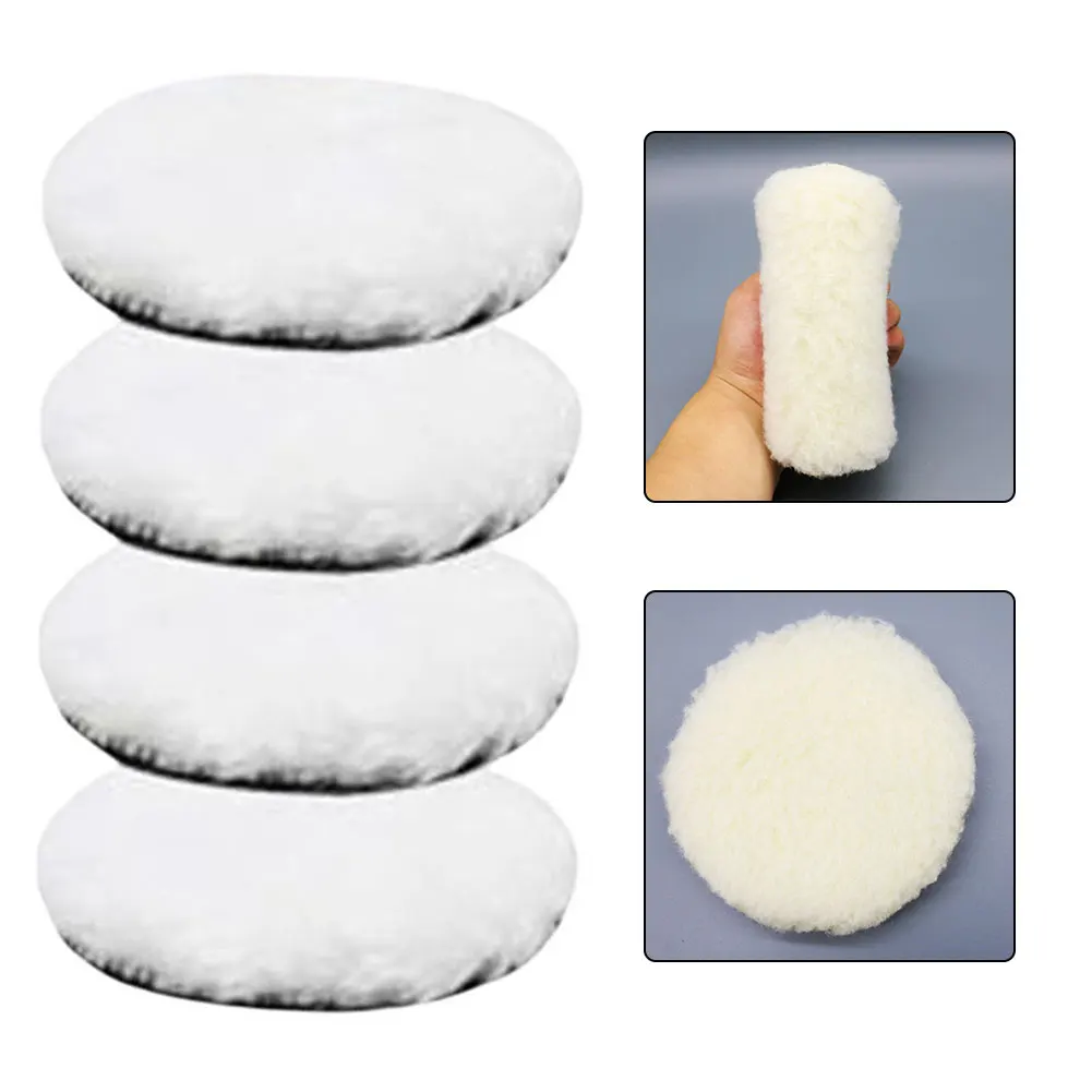 Artificial Wool Polishing Pads 4pcs 5inch for Buffing and For Cleaning with Ultra Fine Fiber Synthetic Material