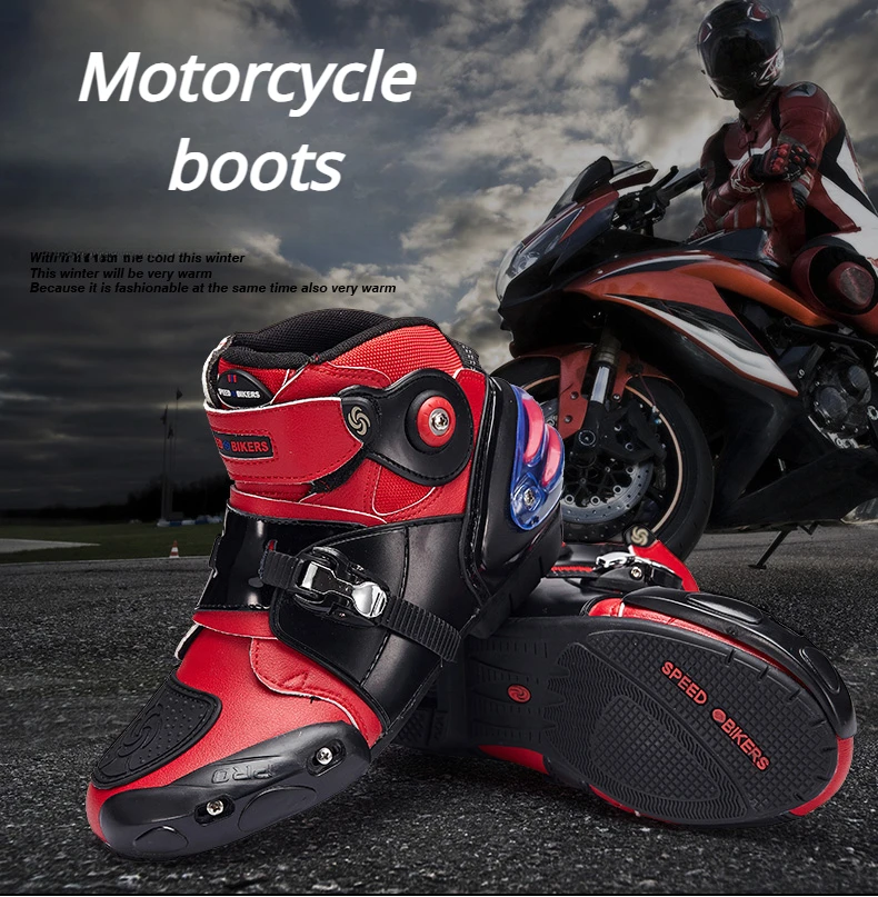 Motorcycle Boots Wear-resistant Microfiber Leather Racing Motocross Motorbike Riding Mid-Calf Boots Profession Racing Shoes