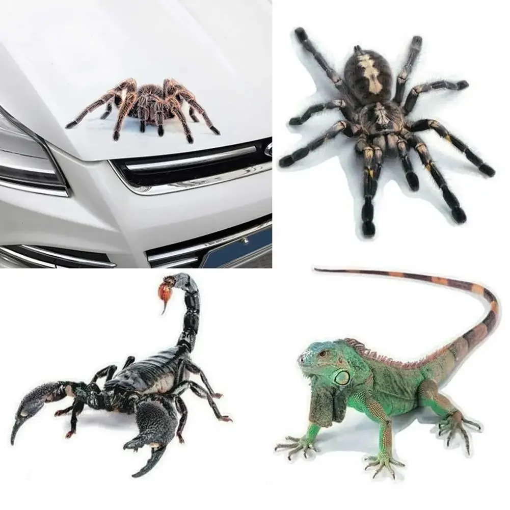 New Design Spider Lizard Scorpion Car Sticker 3D Animal Print Window Bumper Scratch Decal Decorative Waterproof Sticker, 10cm