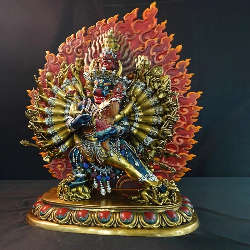 Nepal Tibet Handmade Pure Copper Vajrabhairava Statue Tibetan Buddhist Art