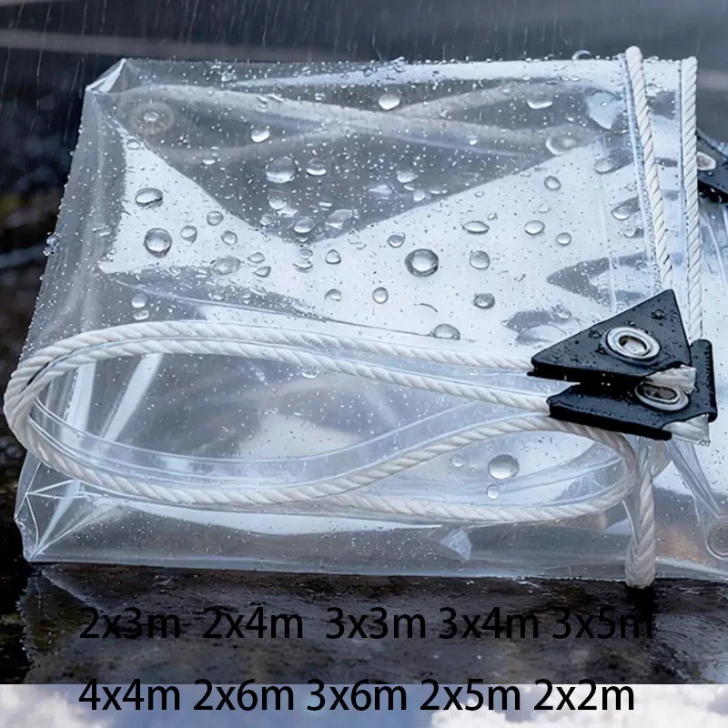 Thickened PVC Transparent Tarpaulin Waterproof Windproof Canopy for Terrace Snow Prevention
