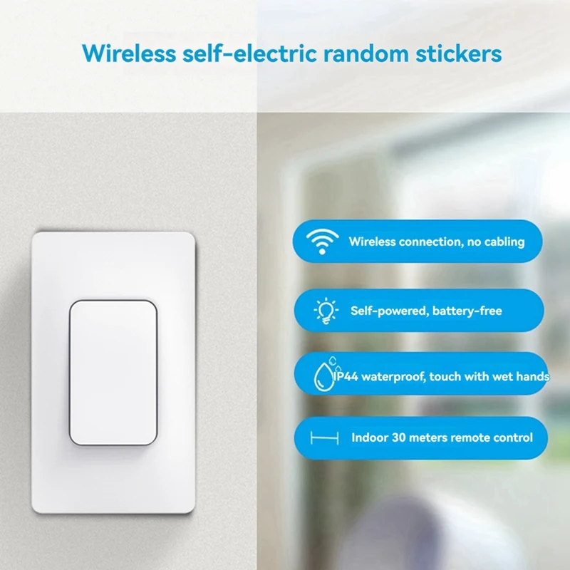 Self Powered Wireless Light Switch and Receiver Kit Remote Control Wall Switch Lighting Fixtures-AD23