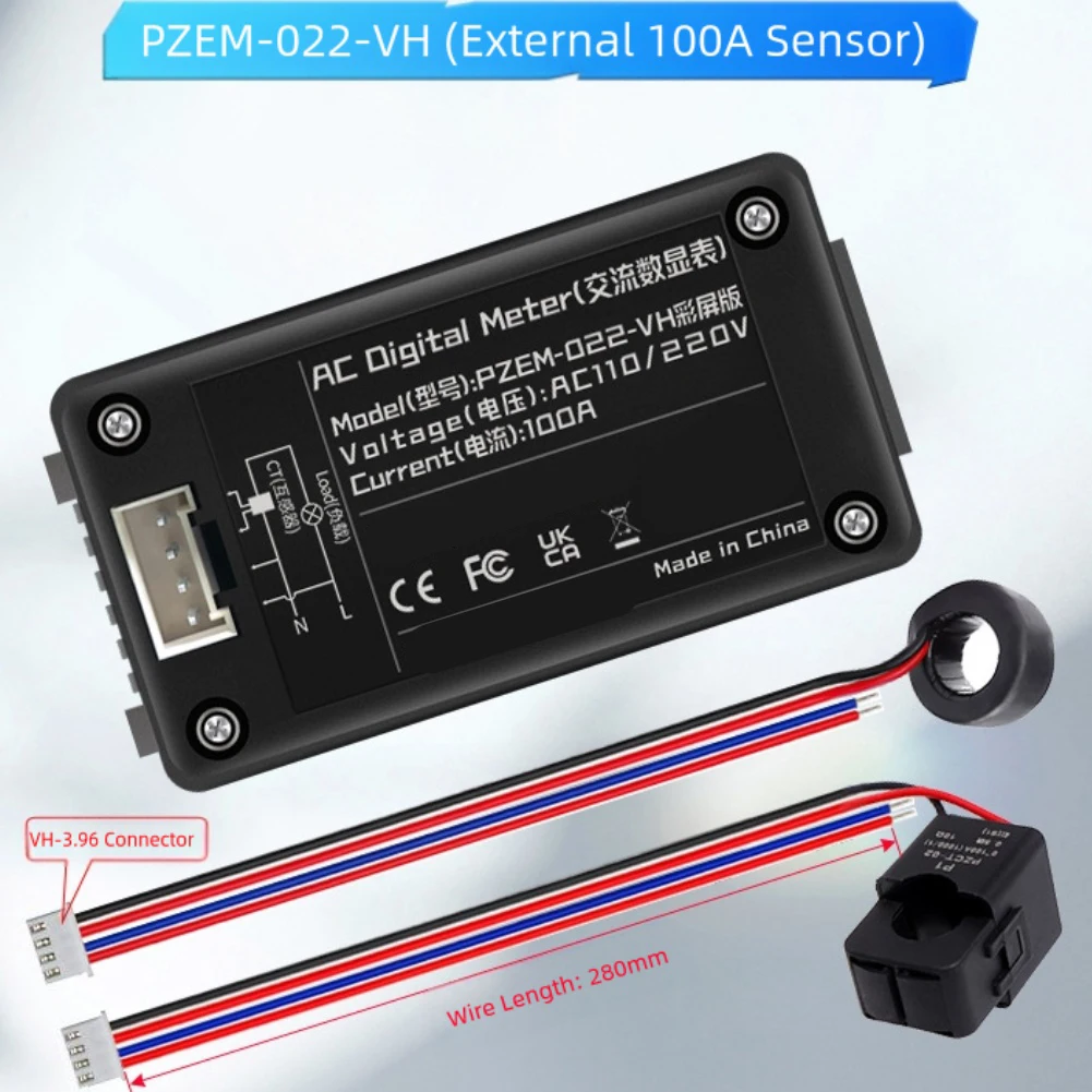 PZEM-020/022VH Color Digital Power Detector Power Capacity Meter AC 110~220V ABS Digital Power Detector Transformer Voltmeters