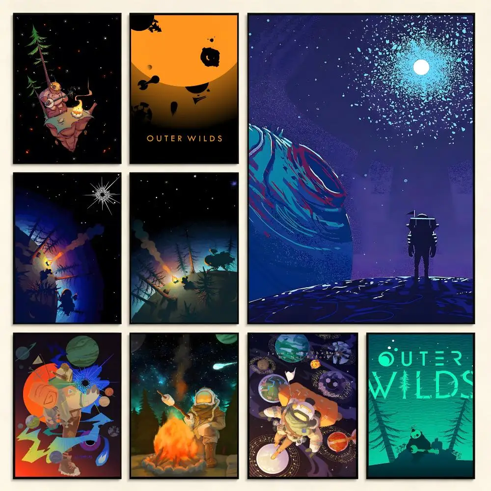 Affiche imprimée du jeu exploratoire O-Outer Wilds, art mural imperméable en PP résistant à la décoloration, décoration de chambre, cadeau