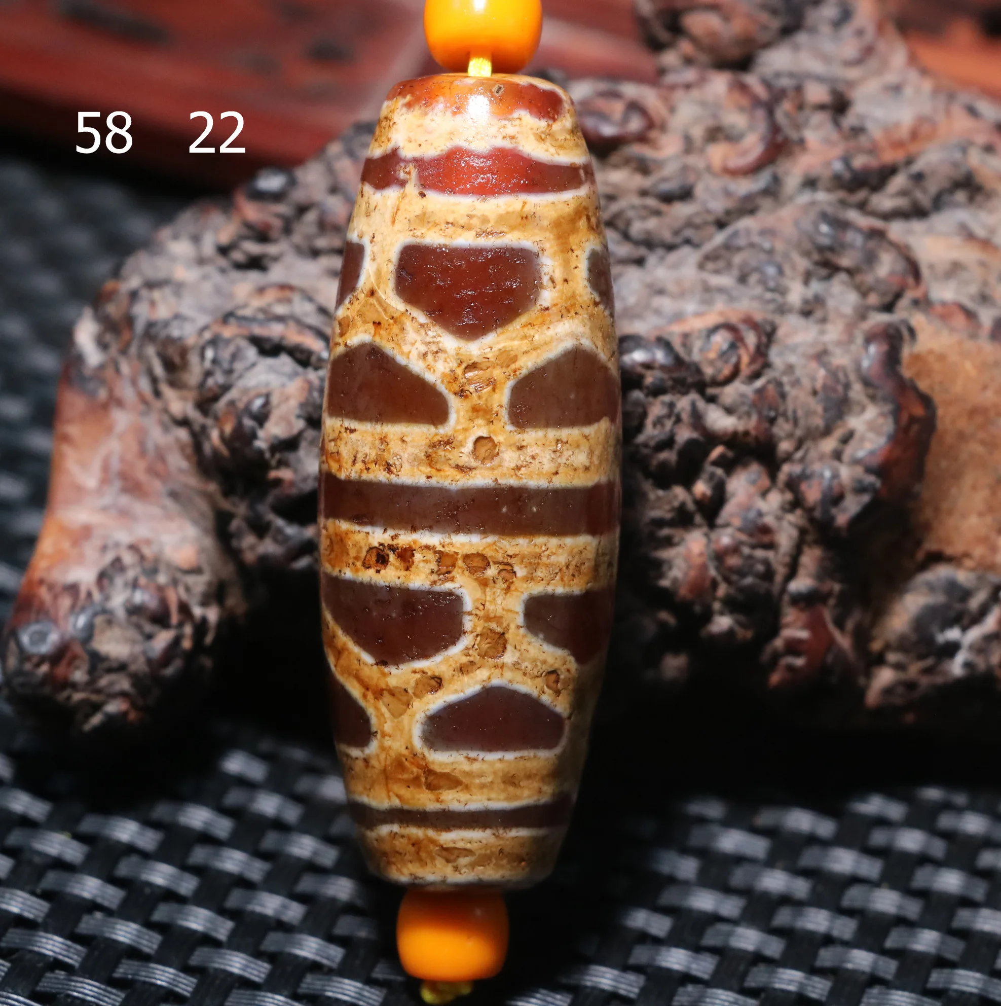 4A Energy Tibetan Old Agate Red Color Tortoise Shell Longevity dZi Bead 58*22MM LZK For Jewelry Amulet Timestown