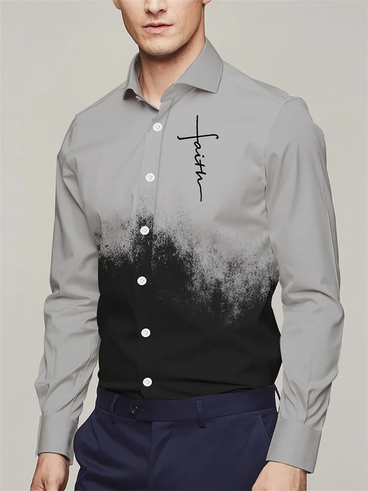 Christian Classic Cross Print Langarm T-Shirt für Männer lässige Langarm Tops für Herbst mode Herren bekleidung Streetwear