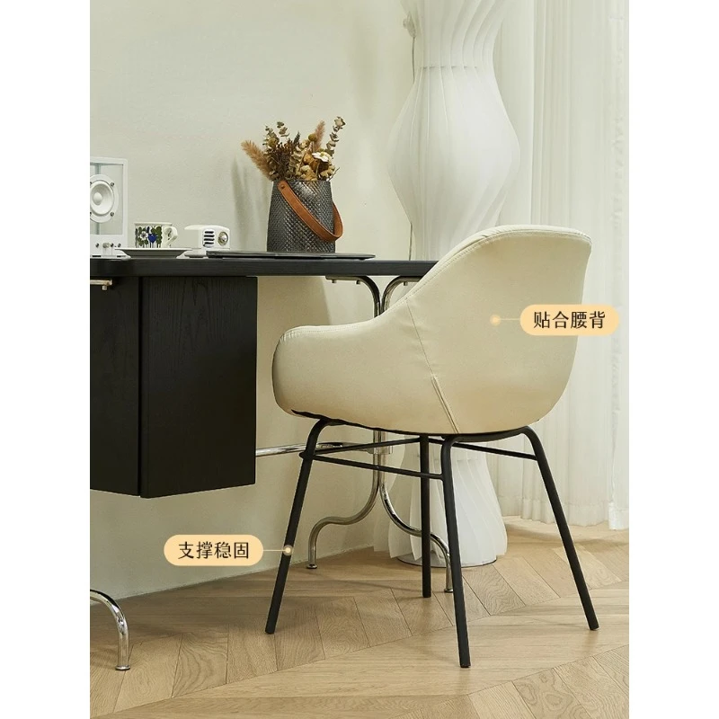 Lazy space and luxury online celebrity ins dining chair Modern home bedroom makeup chair Nordic simple backrest leather chair