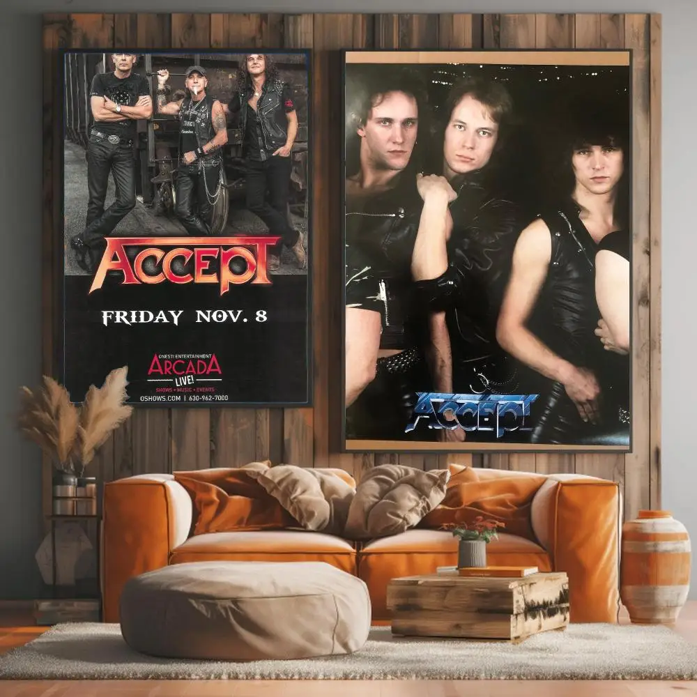 band A-Accept-T Painting Calligraphy Artwork for Living Room Bedroom Office Home Decor