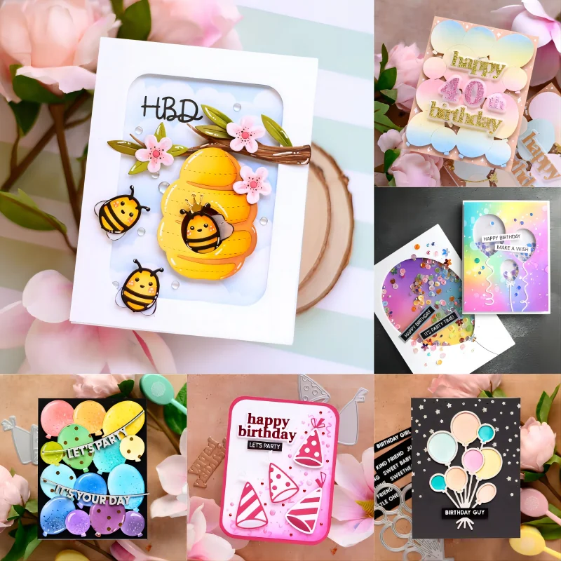 

Piggy Craft металлические штампы для резки, форма для резки, день рождения, письмо, воздушный шар, пчела, скрапбук, бумага, ремесленный нож, форма, лезвие, трафареты для удара