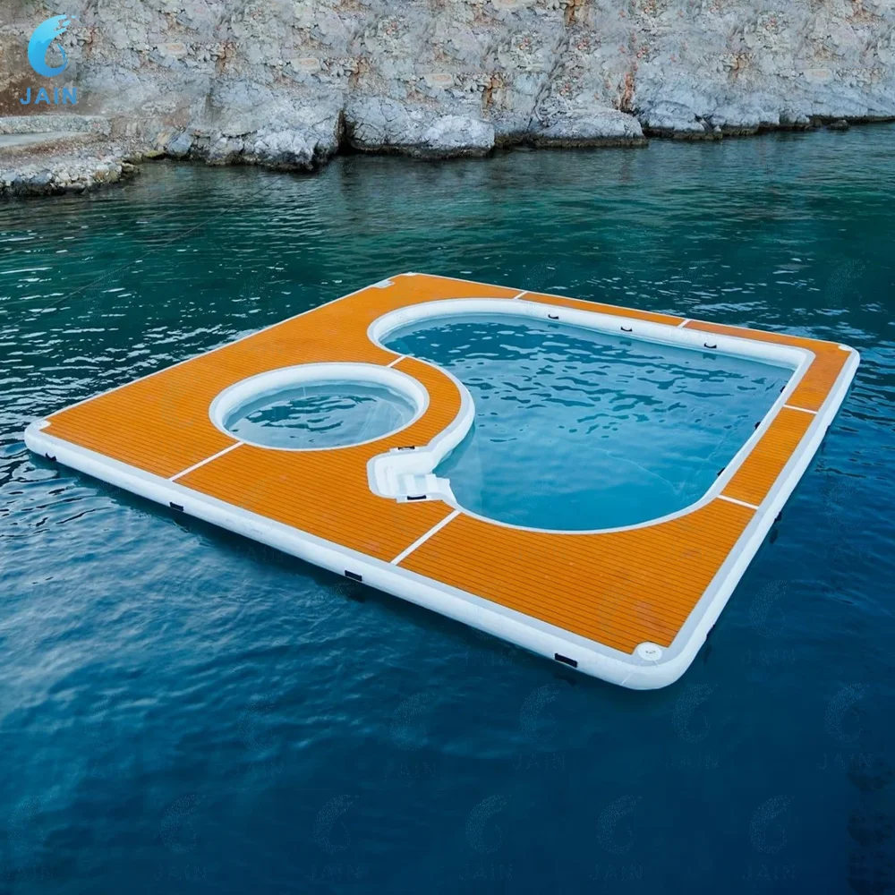 Inflatable Floating Yacht Pool with Anti-Jellyfish Net Ocean Swimming Platform for Luxury Boats & Sea Leisure Outdoor